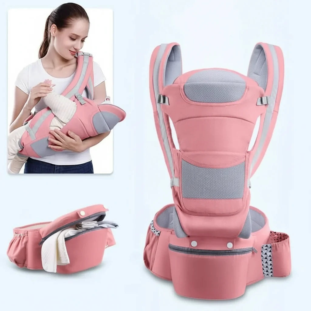 Baby Carrier with Hip Seat, Ergonomic Toddler Carrier up to 18 kg, 100% Cotton Baby Carriers with Storage Pockets_02