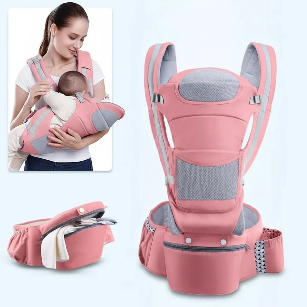 Baby Carrier with Hip Seat, Ergonomic Toddler Carrier up to 18 kg, 100% Cotton Baby Carriers with Storage Pockets_06