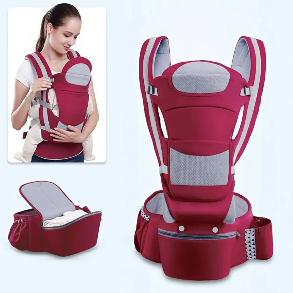 Baby Carrier with Hip Seat, Ergonomic Toddler Carrier up to 18 kg, 100% Cotton Baby Carriers with Storage Pockets_03