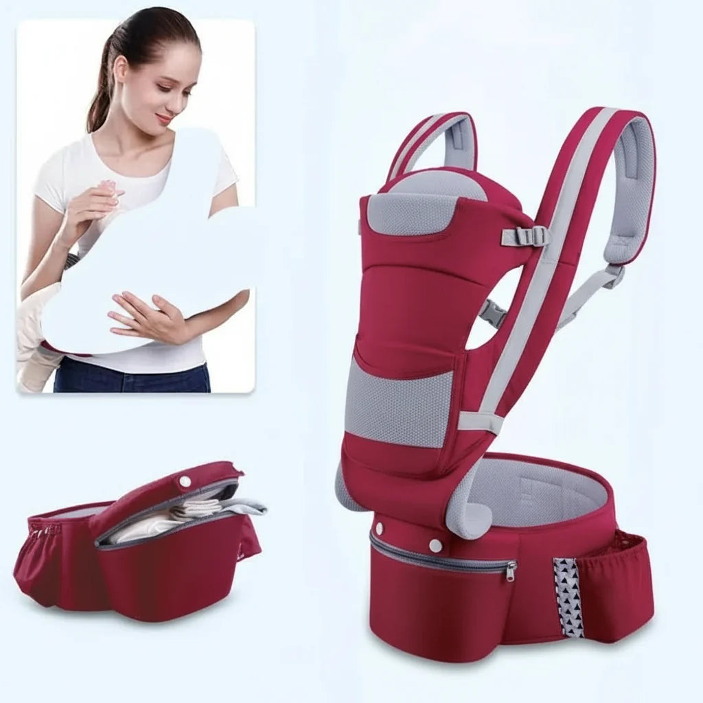 Baby Carrier with Hip Seat, Ergonomic Toddler Carrier up to 18 kg, 100% Cotton Baby Carriers with Storage Pockets_07