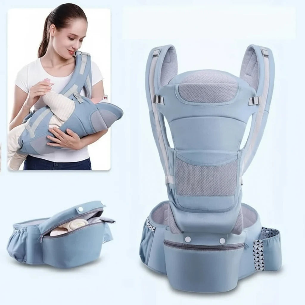 Baby Carrier with Hip Seat, Ergonomic Toddler Carrier up to 18 kg, 100% Cotton Baby Carriers with Storage Pockets_04