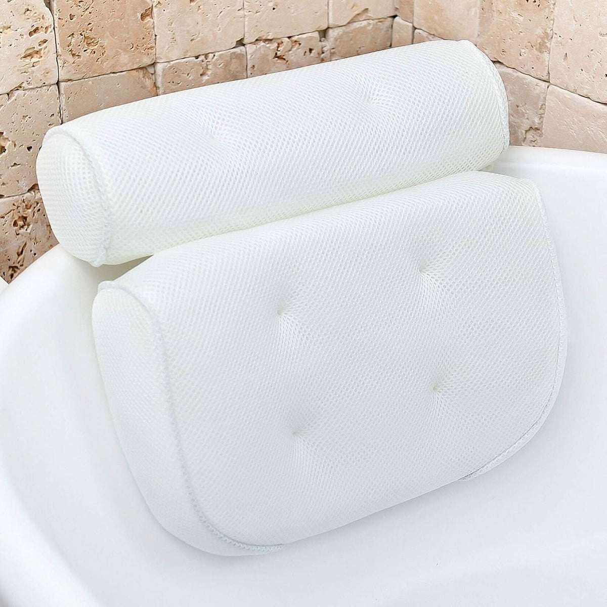 Bath Pillows, Bathtub Neck Support Pillow with 4D Air Mesh, Ergonomic Bath Cushion for Neck and Shoulders, Bath Headrest