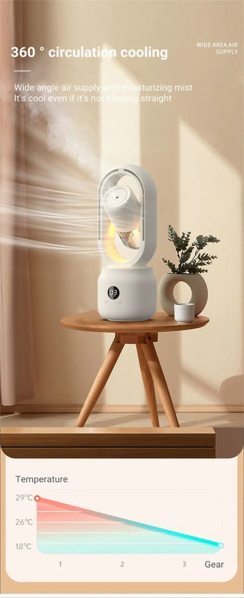 Bladeless Fan, Portable Fan with Humidifier and Night Light, Rechargeable Desk Fan for Bedroom and Office_10