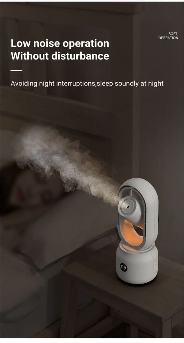 Bladeless Fan, Portable Fan with Humidifier and Night Light, Rechargeable Desk Fan for Bedroom and Office_12