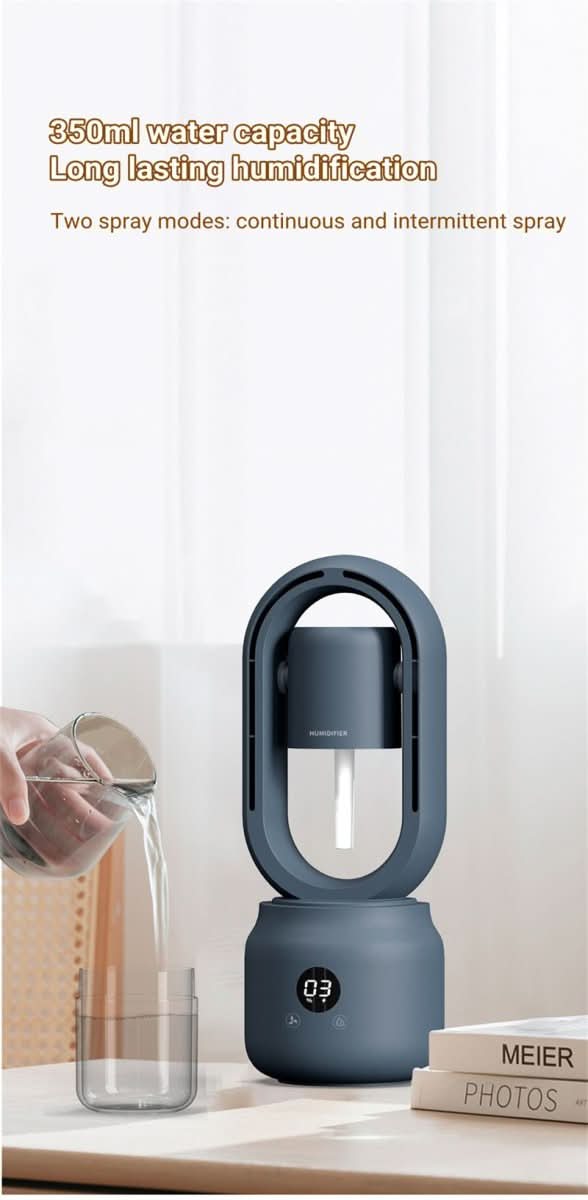 Bladeless Fan, Portable Fan with Humidifier and Night Light, Rechargeable Desk Fan for Bedroom and Office_13