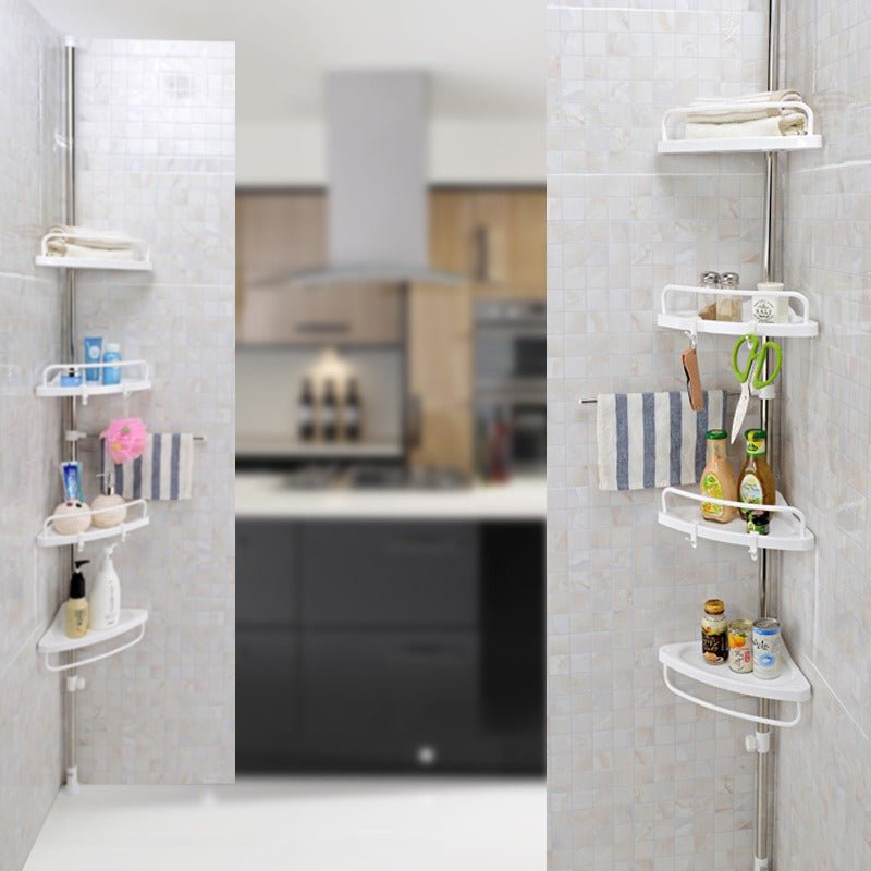 Corner Shower Caddy 100-260 cm, Bathroom Shelves, Bathroom Storage Unit with 4 Tiers, Shower Shelf for Bathtub_01