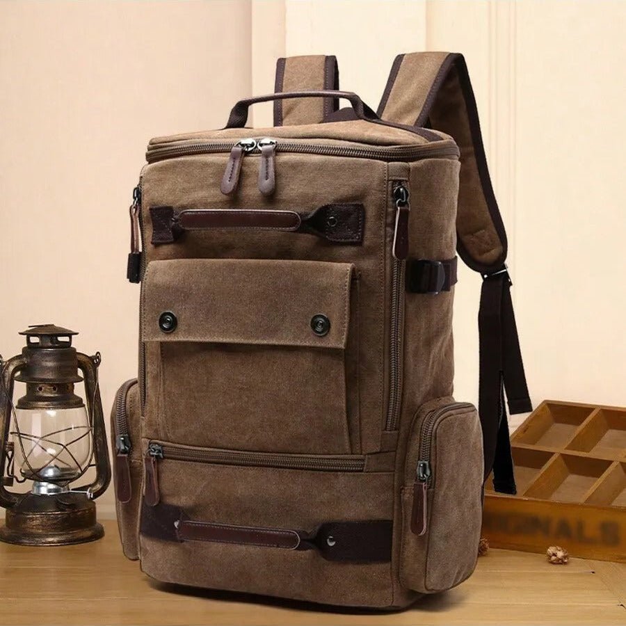 Travel Backpack in Vintage Canvas, Laptop Backpack for Work and University, Laptop Rucksack with 38 cm Compartment