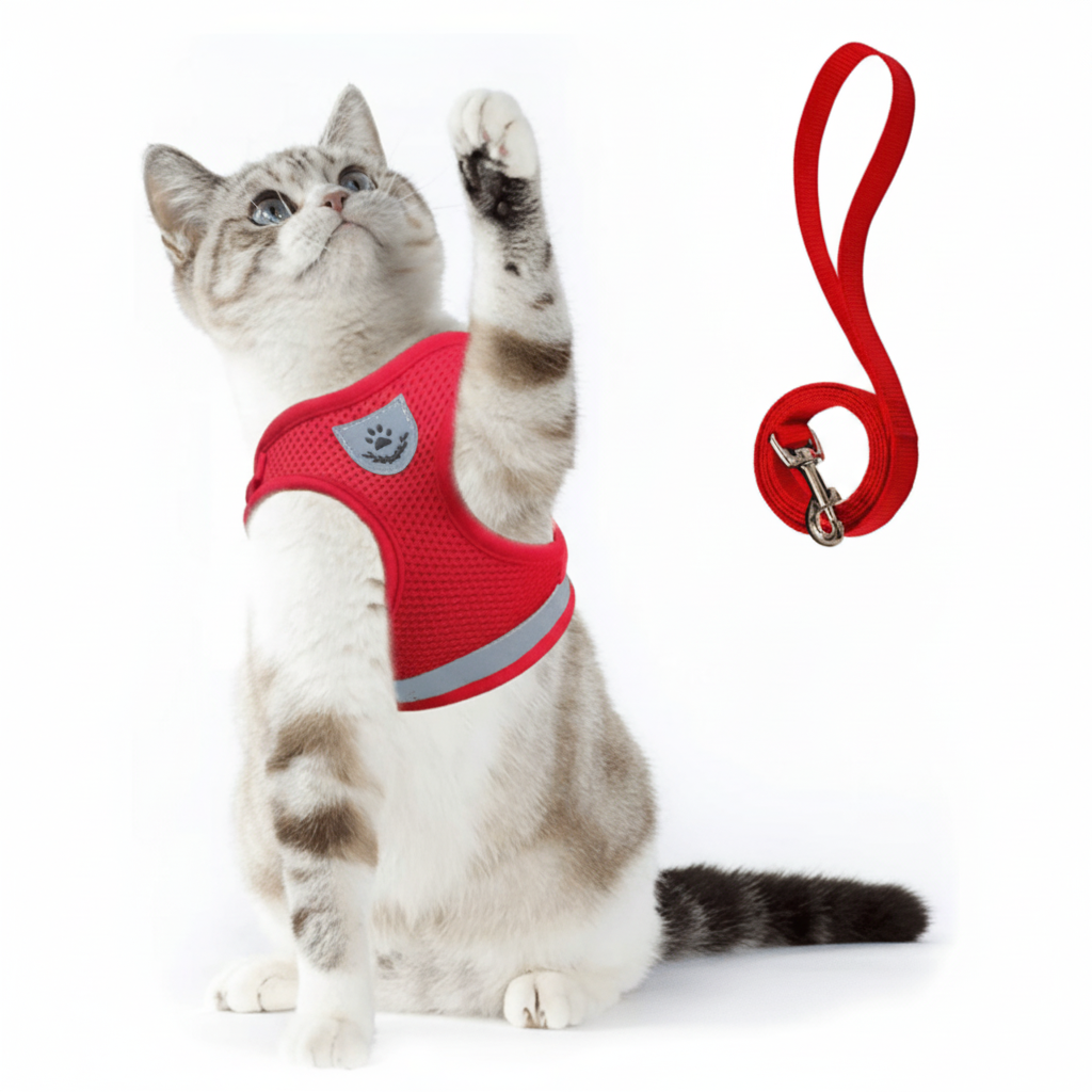 Escape Proof Cat Harness and Lead Set, Reflective Kitten Harness with 1.5 m Leash for Walking_11
