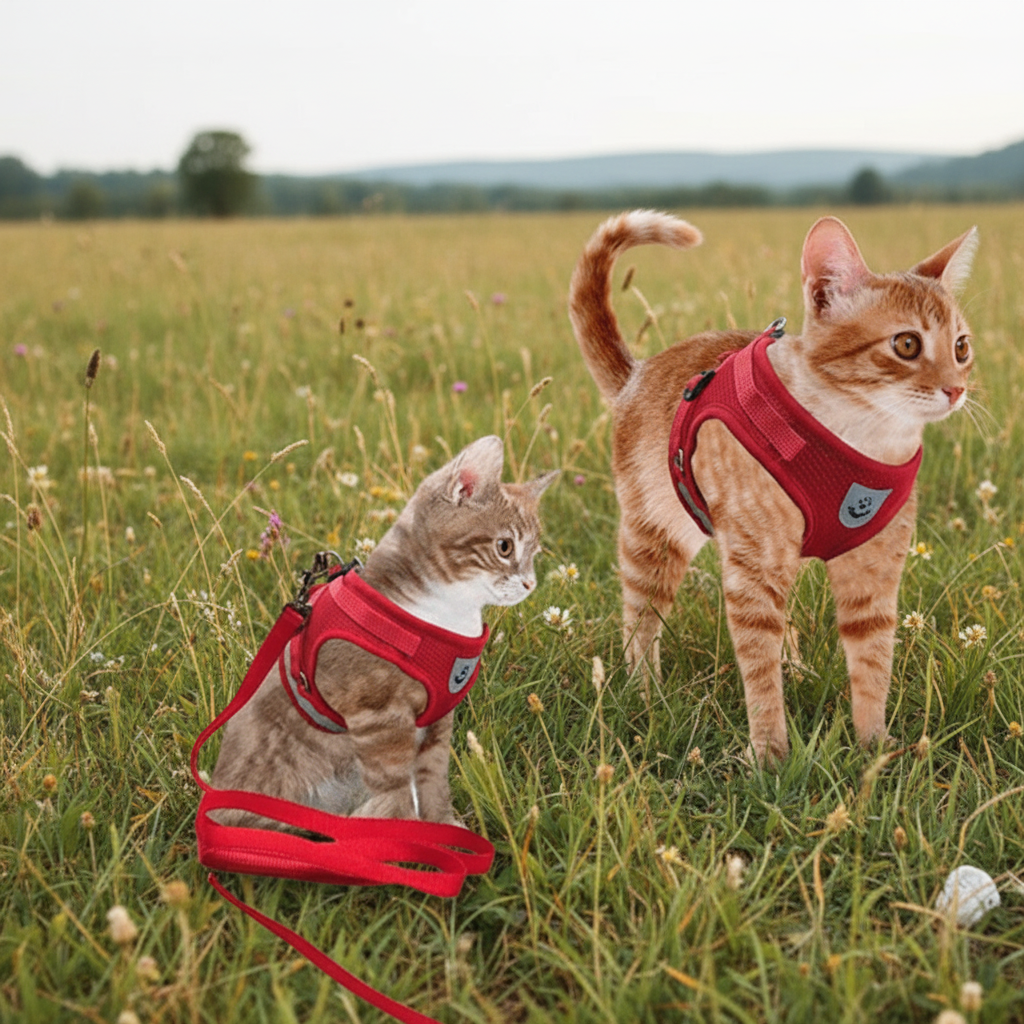 Escape Proof Cat Harness and Lead Set, Reflective Kitten Harness with 1.5 m Leash for Walking_07