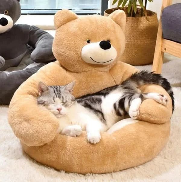 Round Cat Beds with Raised Edge, Kitten Bed with PP Cotton Filling – image 5