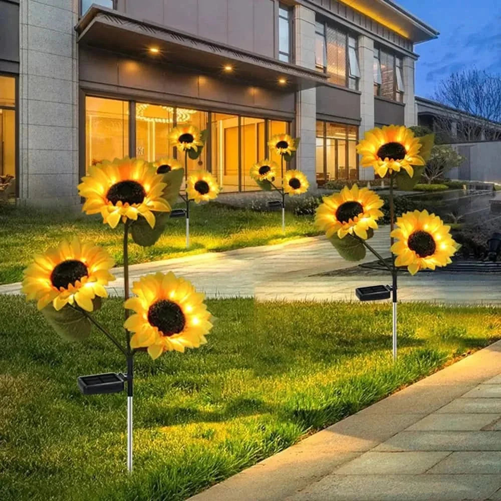 Solar Garden Lights, Waterproof Sunflower Solar Light with Light Sensor, Outdoor Solar Lamp, Garden Decoration Light