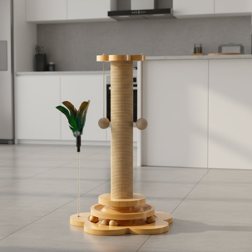 Cat Toys, Wooden Cat Toy for Active Cats, Interactive Cat Play Toy Made of Natural Wood for Hunting and Play_01