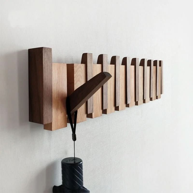 Wall Coat Hooks Foldable, Wooden Coat Rack Wall Mounted with 5 to 8 Hooks, Hallway Storage for Jackets and Bags
