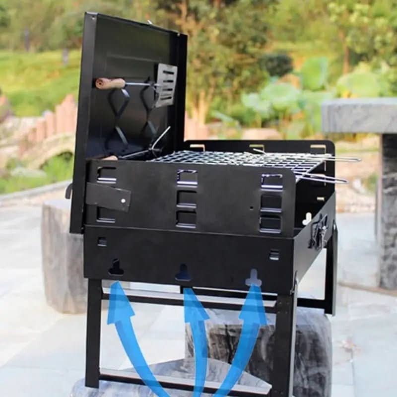 Portable BBQ for Camping and Garden, Folding Camping Barbecue in Powder Coated Steel, Small BBQ for Balcony_04