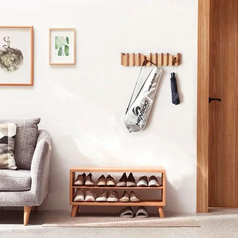 Wall Coat Hooks Foldable, Wooden Coat Rack Wall Mounted with 5 to 8 Hooks