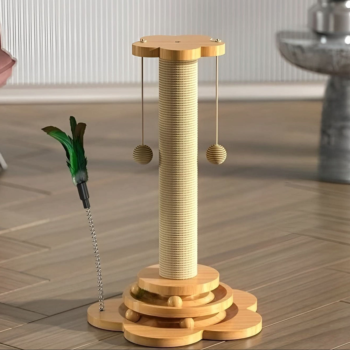 Cat Toys, Wooden Cat Toy for Active Cats, Interactive Cat Play Toy Made of Natural Wood for Hunting and Play_03