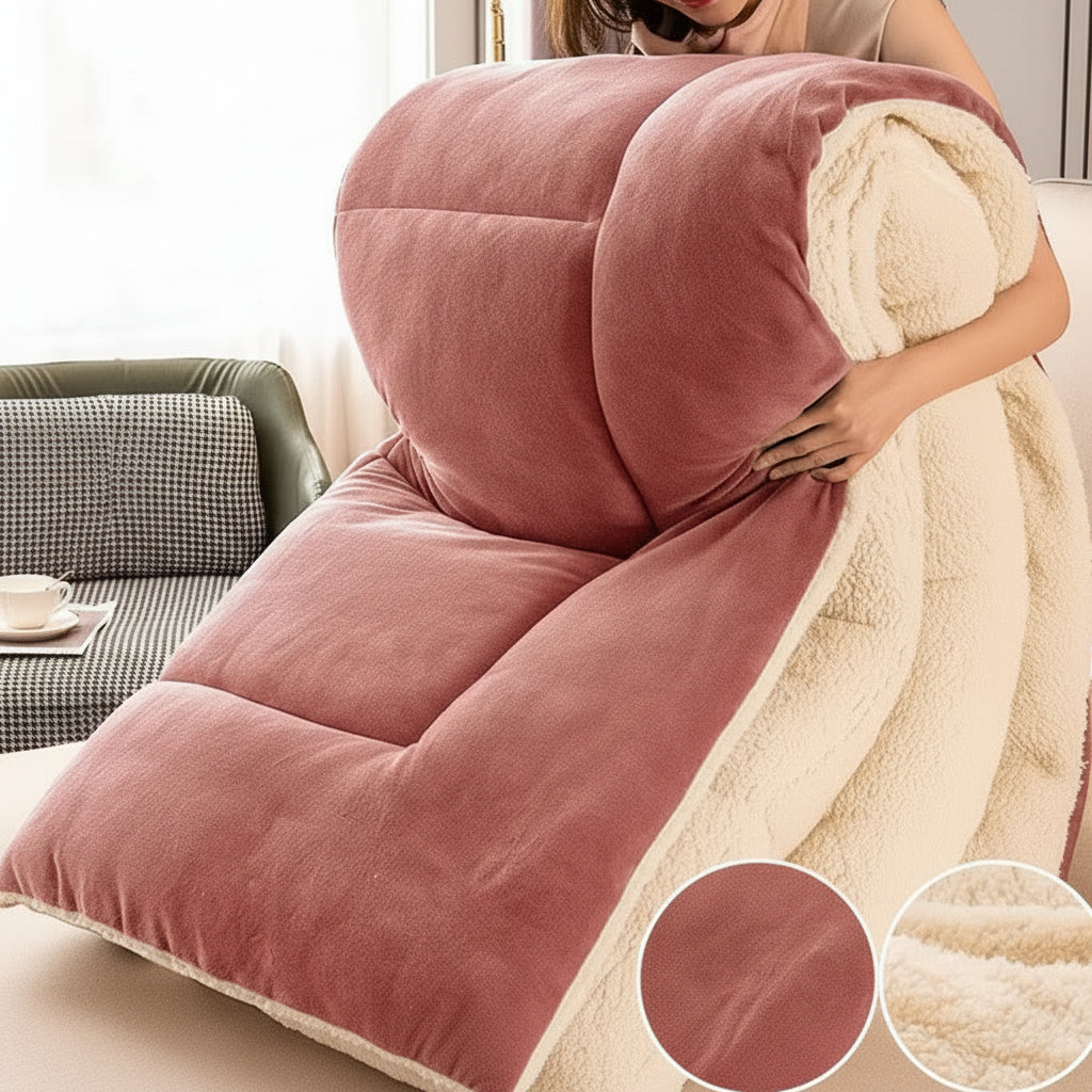 Quilted Blanket for Bed, Double Sided Bedroom Blanket with Bamboo Fibre, Warm Thermal Blanket for Winter