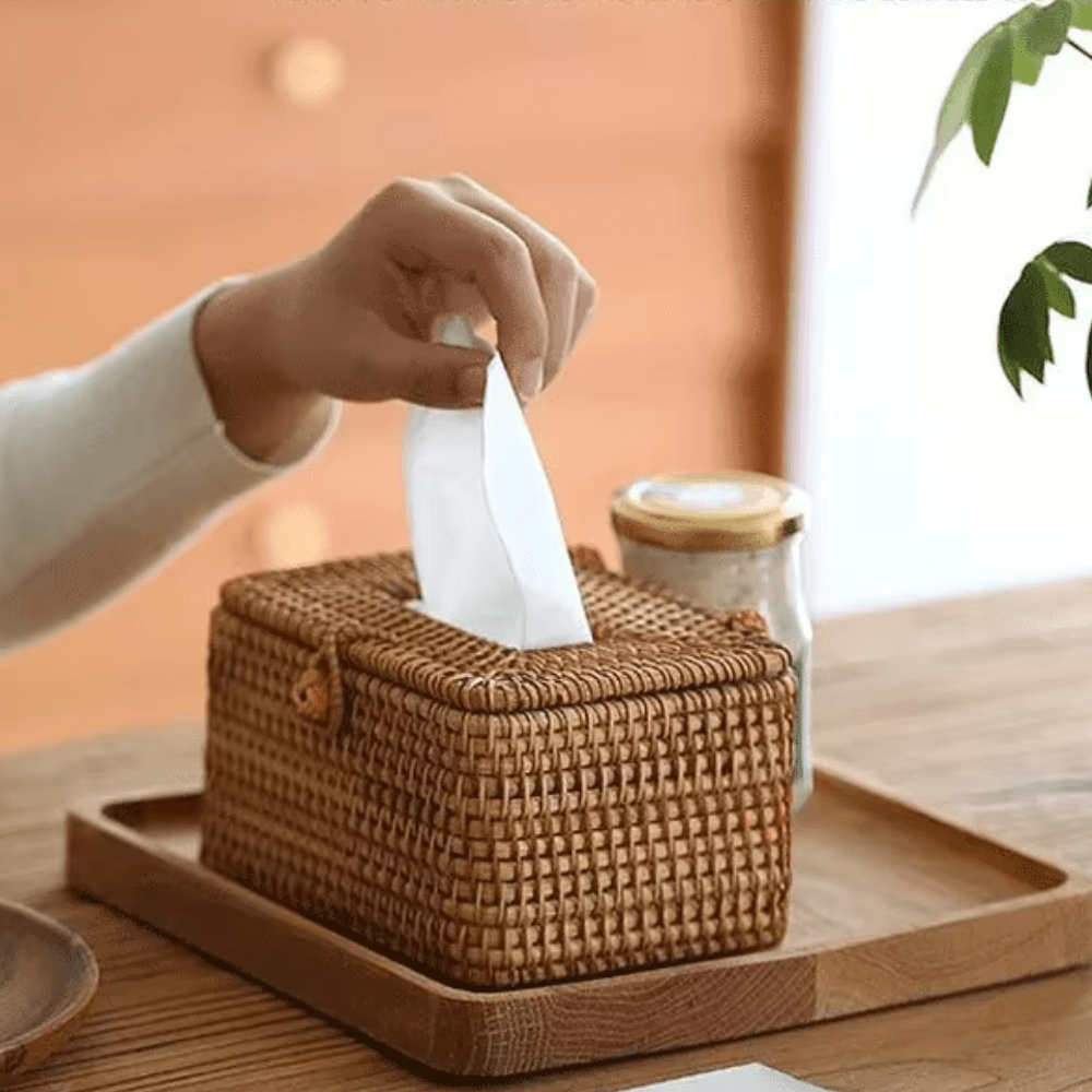Rattan Tissue Box Holder, Tissue Box Covers with Handcrafted Weave Look, Tissue Holder for Bathroom and Living Room_02