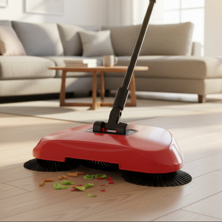 Carpet Sweeper, Manual Floor Sweeper with 360 Rotating Brushes and Dust Box, Sweeping Broom for Hard Floors