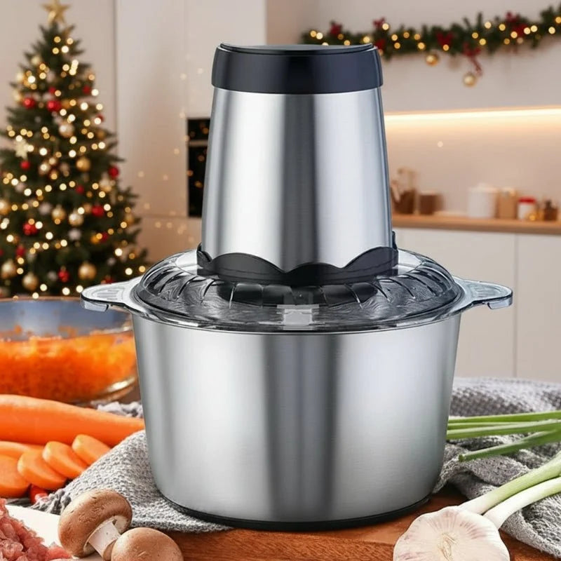 Electric Vegetable Chopper, 2 L Mini Food Processor with 300W Motor, Food Chopper for Meat and Nuts with 4 Steel Blades