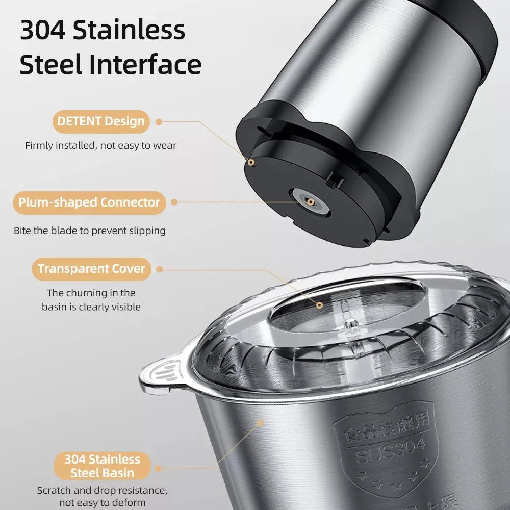 Electric Vegetable Chopper, 2 L Mini Food Processor with 300W Motor, Food Chopper for Meat and Nuts with 4 Steel – image 9