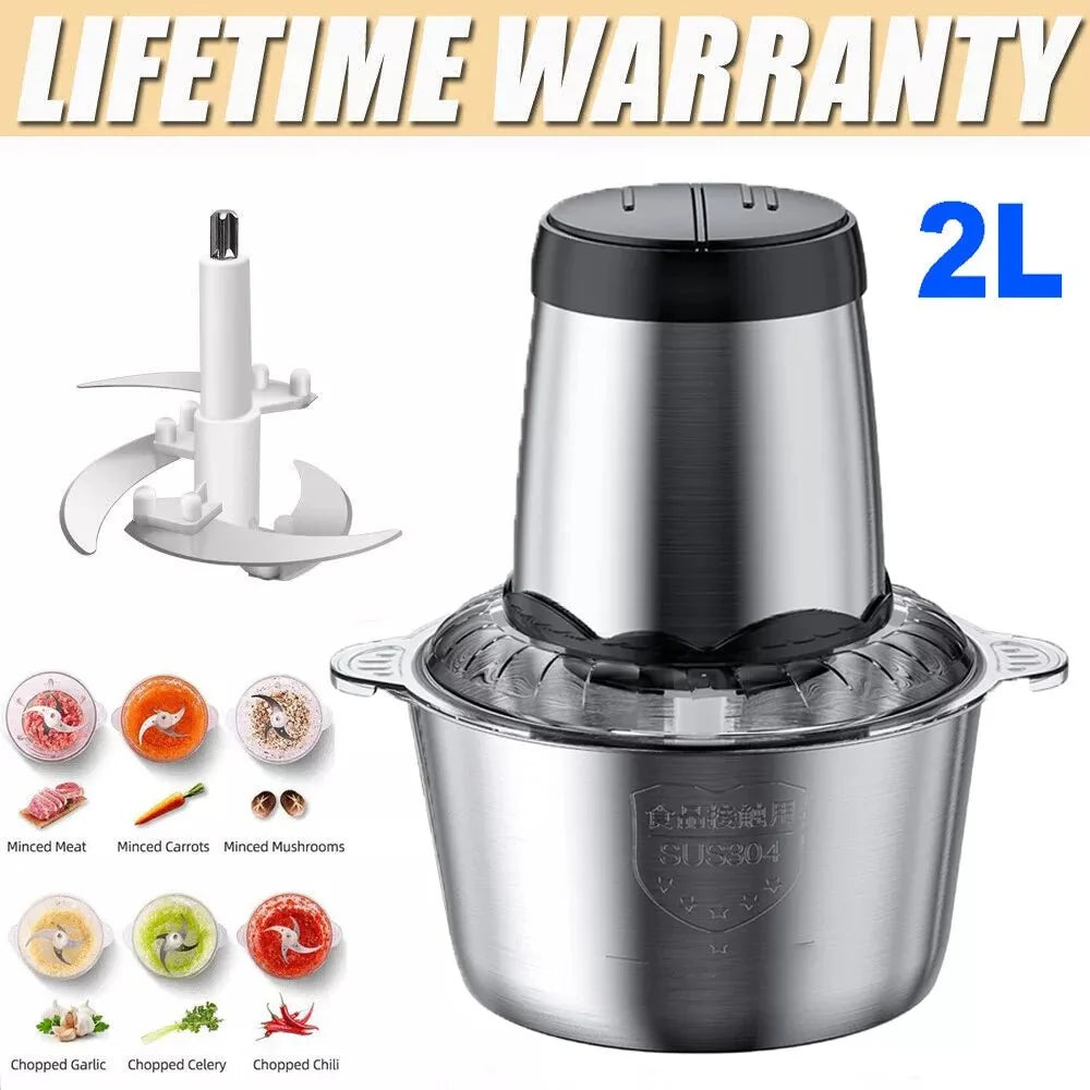 Electric Vegetable Chopper, Food Chopper for Meat and Nuts with 4 Steel Blades