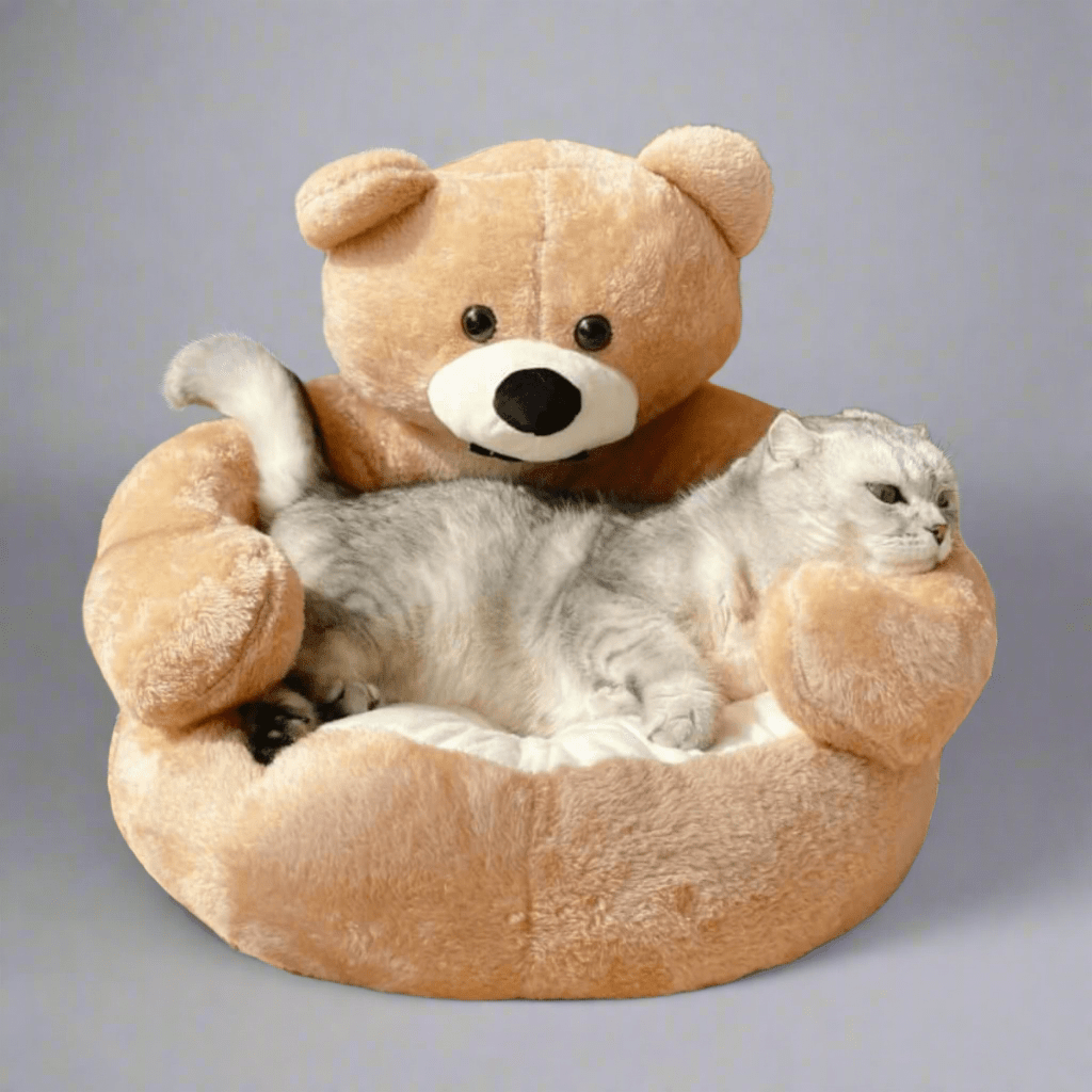 Round Cat Beds with Raised Edge, Kitten Bed with PP Cotton Filling – image 9
