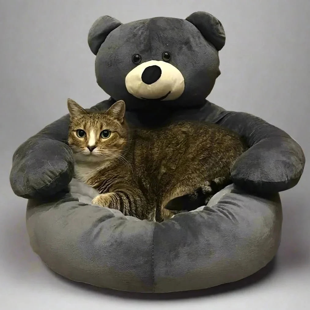 Round Cat Beds with Raised Edge, Kitten Bed with PP Cotton Filling – image 11