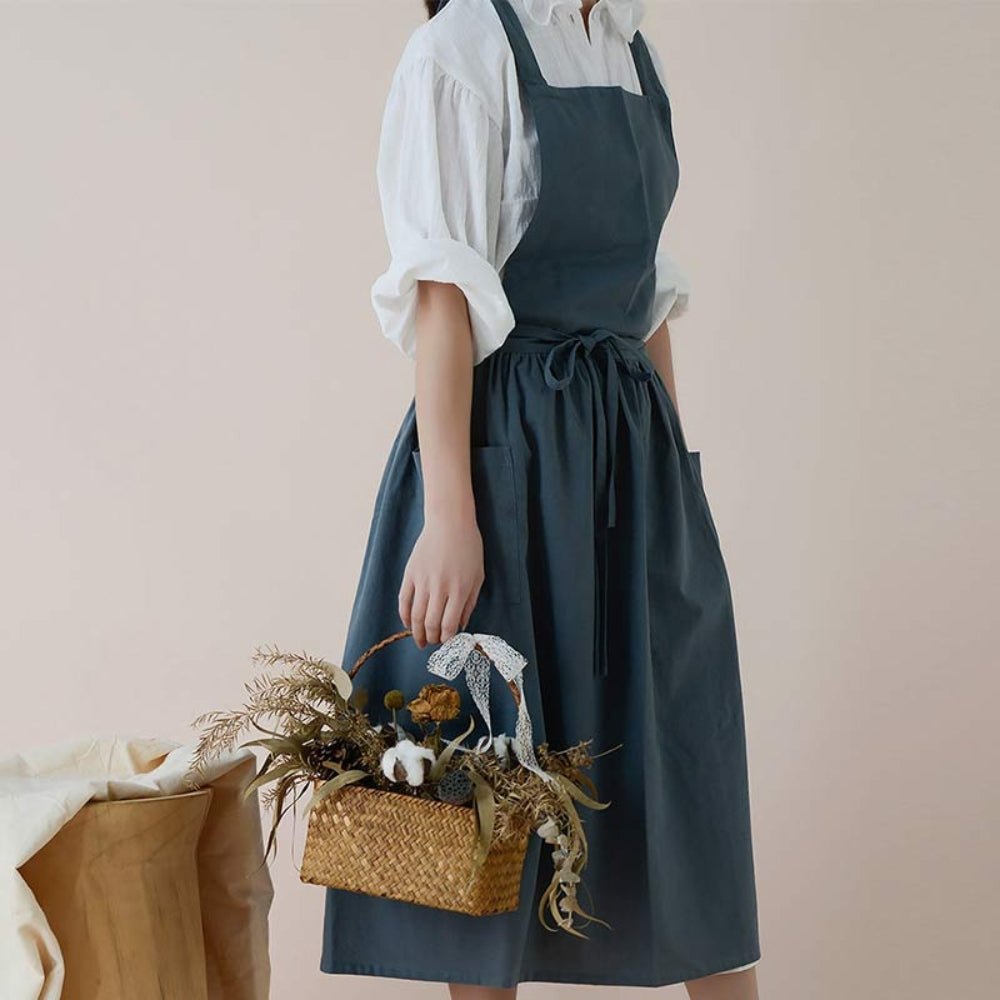 Cotton Aprons with Pockets, Kitchen Apron for Cooking and Baking, One Size Chef Apron, Pinny_04