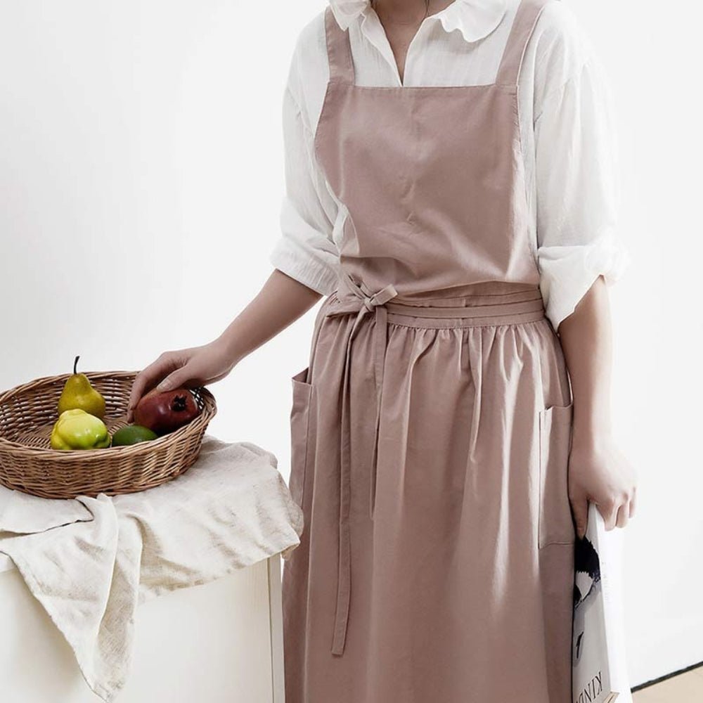 Cotton Aprons with Pockets, Kitchen Apron for Cooking and Baking, One Size Chef Apron, Pinny_07