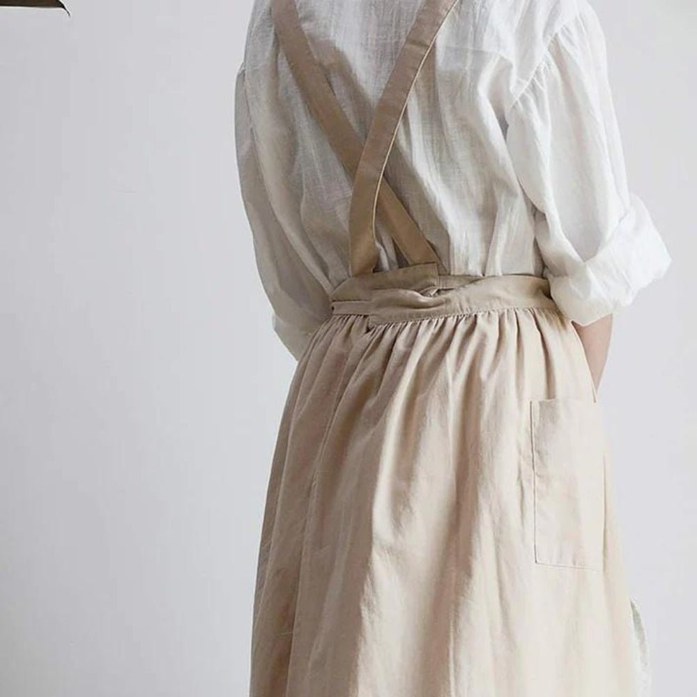 Cotton Aprons with Pockets, Kitchen Apron for Cooking and Baking, One Size Chef Apron, Pinny_03