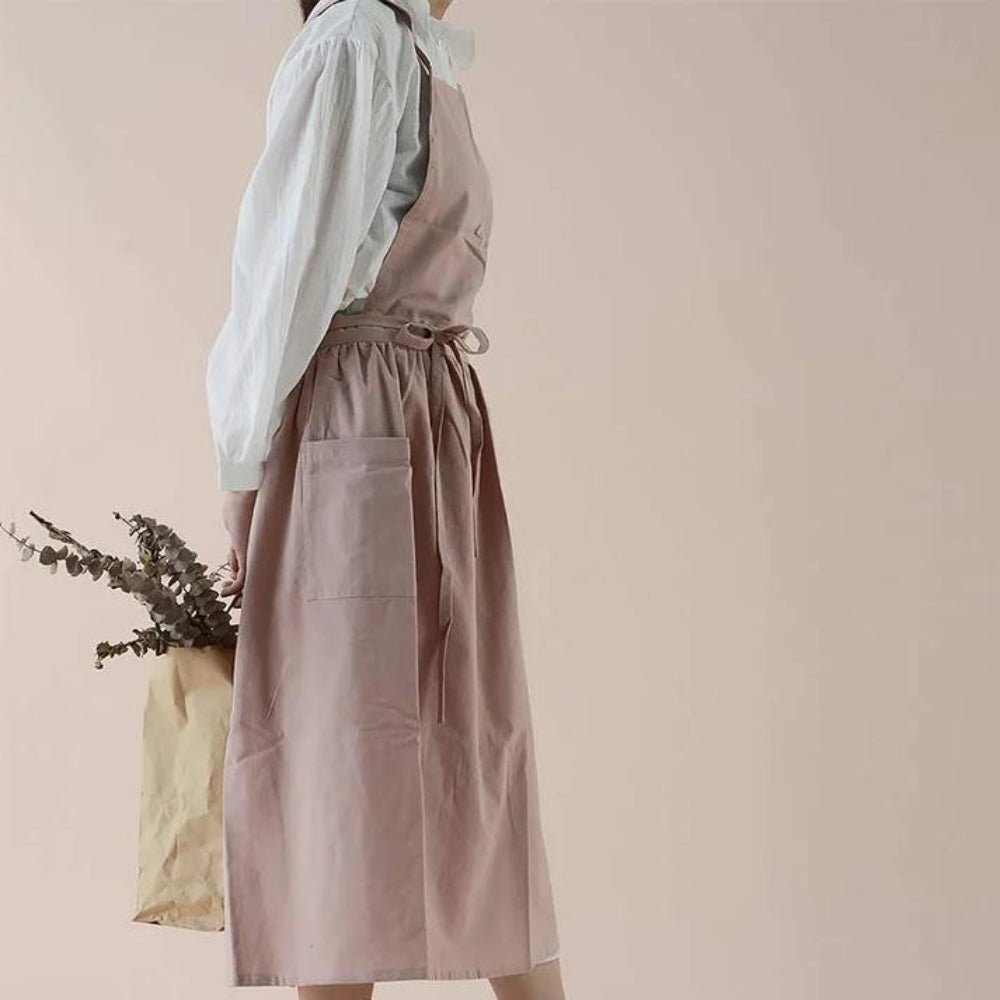 Cotton Aprons with Pockets, Kitchen Apron for Cooking and Baking, One Size Chef Apron, Pinny_01
