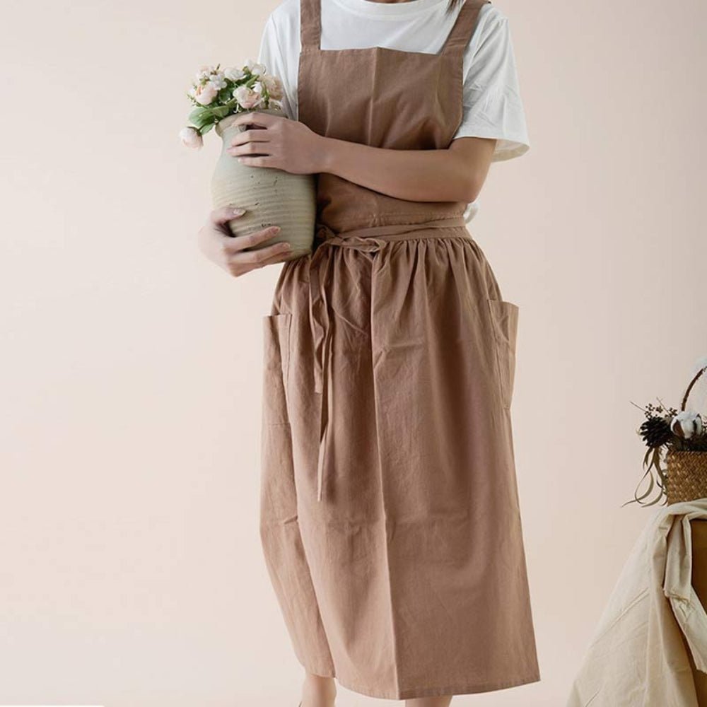 Cotton Aprons with Pockets, Kitchen Apron for Cooking and Baking, One Size Chef Apron, Pinny_06