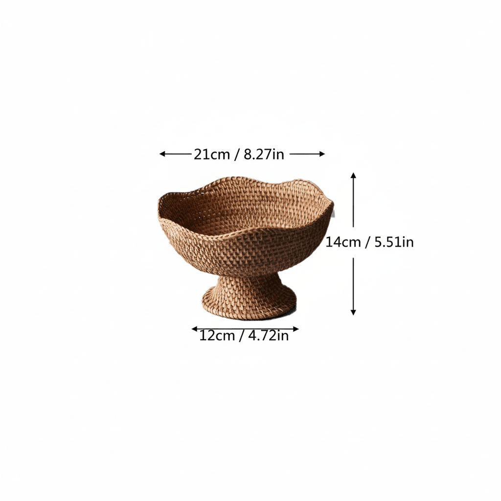 Wicker Basket, Rattan Fruit Basket for Kitchen, Handcrafted Woven Storage Basket for Fruit and Bread_13