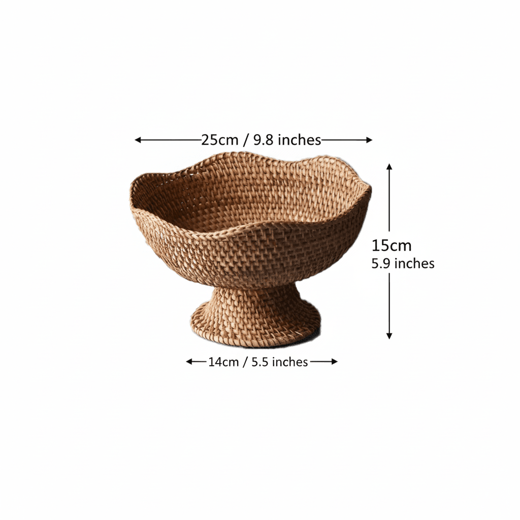 Wicker Basket, Rattan Fruit Basket for Kitchen, Handcrafted Woven Storage Basket for Fruit and Bread_12