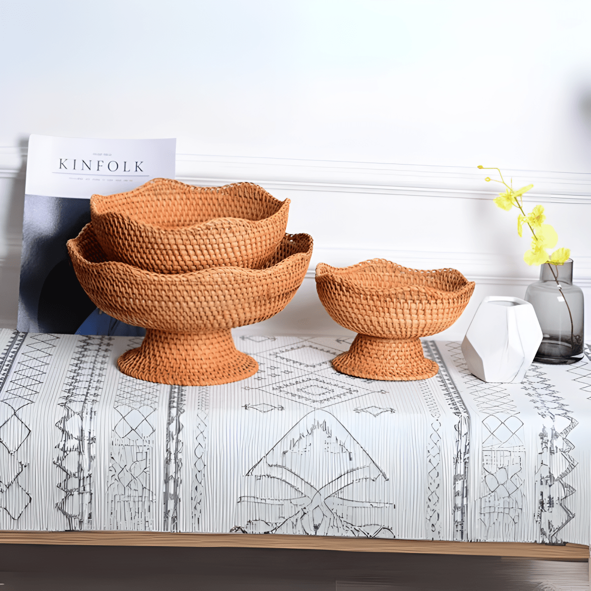 Wicker Basket, Rattan Fruit Basket for Kitchen, Handcrafted Woven Storage Basket for Fruit and Bread_03