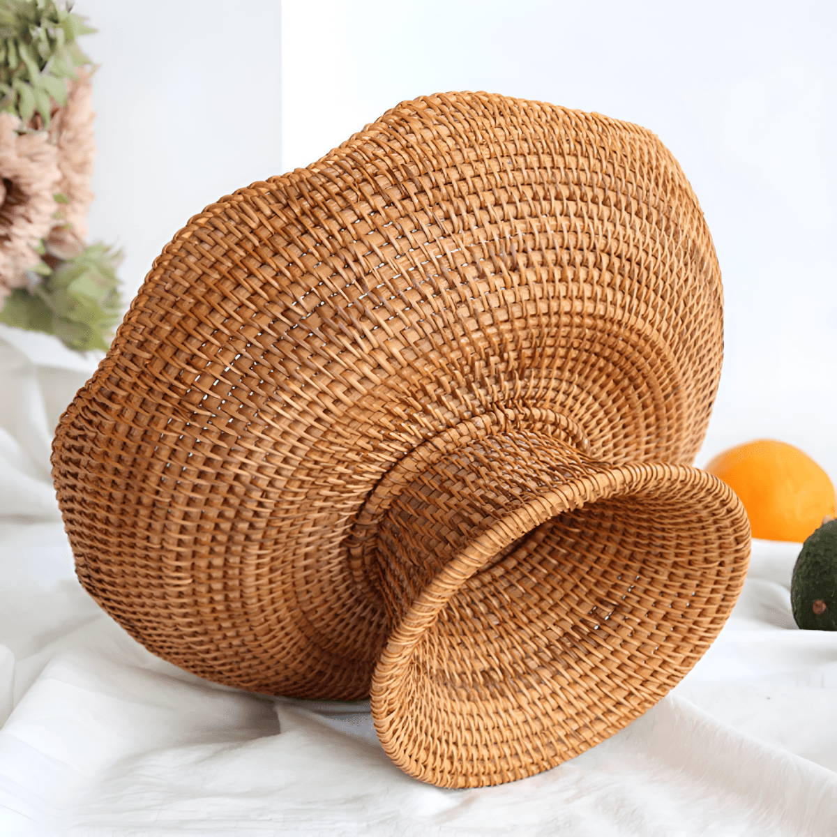 Wicker Basket, Rattan Fruit Basket for Kitchen, Handcrafted Woven Storage Basket for Fruit and Bread_04