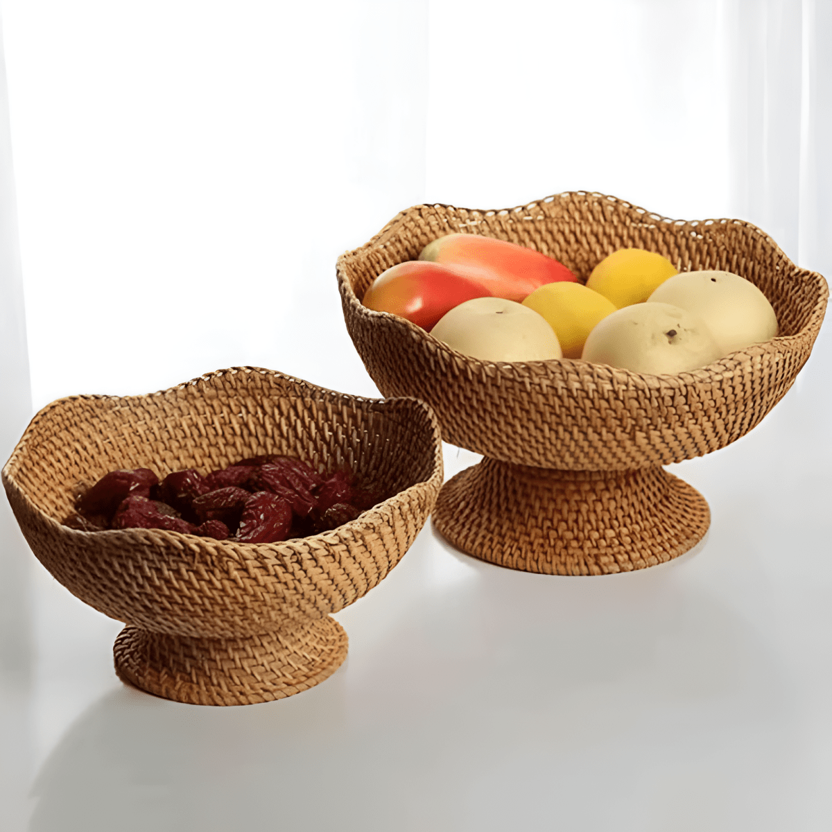 Wicker Basket, Rattan Fruit Basket for Kitchen, Handcrafted Woven Storage Basket for Fruit and Bread_05