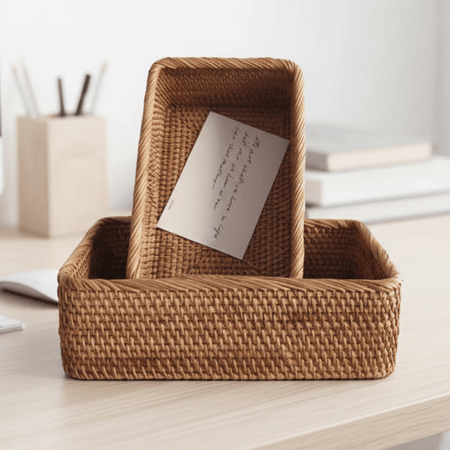 Wicker Baskets for Storage, Woven Storage Baskets in 3 Sizes, Rattan Look Blanket Basket for Living Room and Bathroom