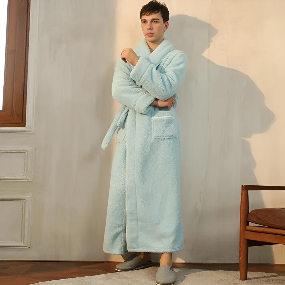Fleece Bathrobe, Soft Fleece Dressing Gown in Pastel Colours, Plush Spa Robe for Home and Bathroom_11