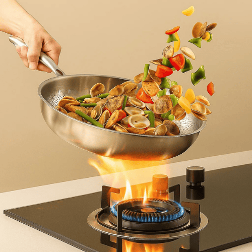 Stainless Steel Pan for Induction Hob, Uncoated Stainless Steel Frying Pans for Gas and Electric