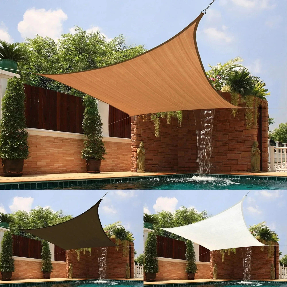 Waterproof Awning, Sun Shade Sail with UV Protection, Garden Sun Shade with Ropes, Patio Awning in Grey or Beige_02