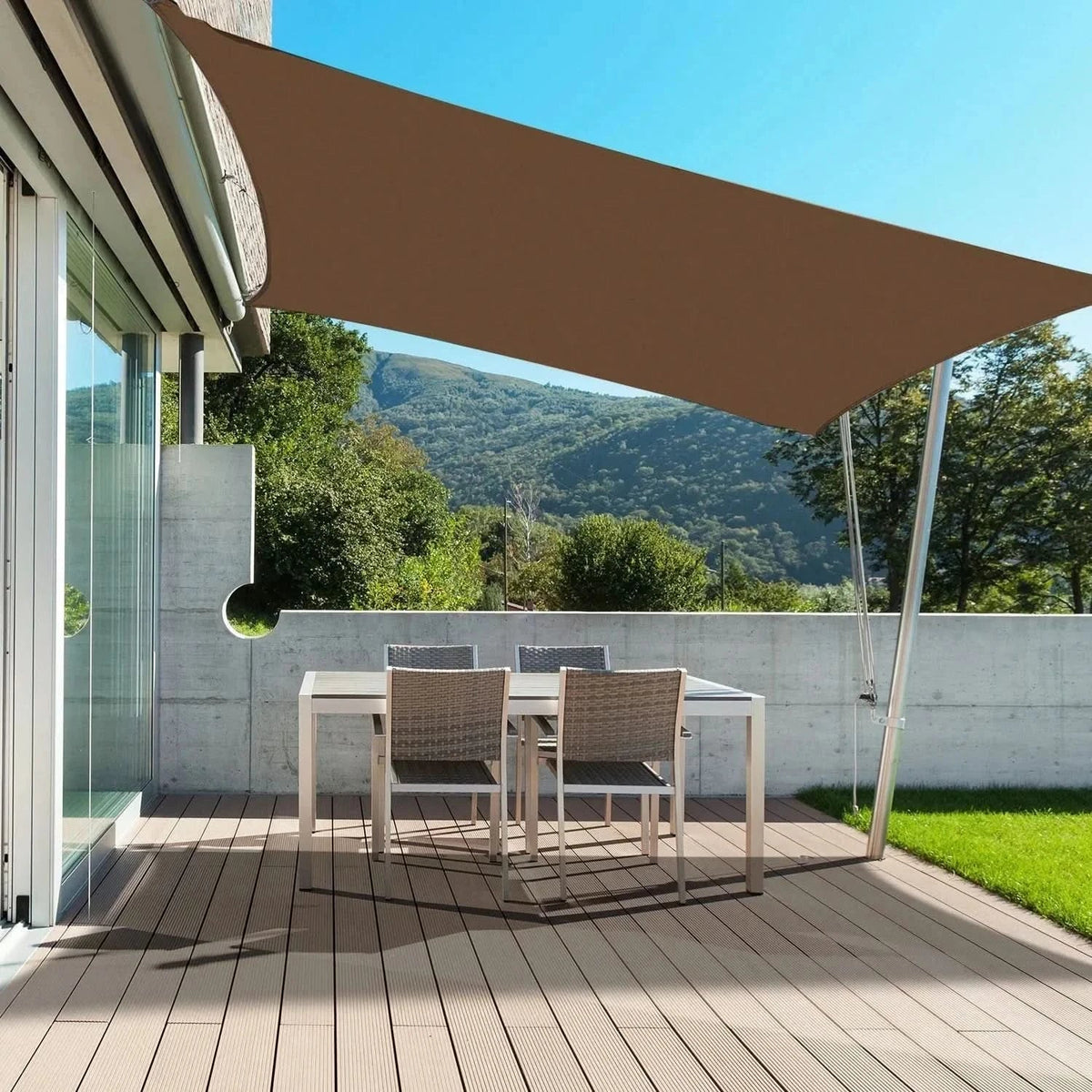 Waterproof Awning, Sun Shade Sail with UV Protection, Garden Sun Shade with Ropes, Patio Awning in Grey or Beige_03