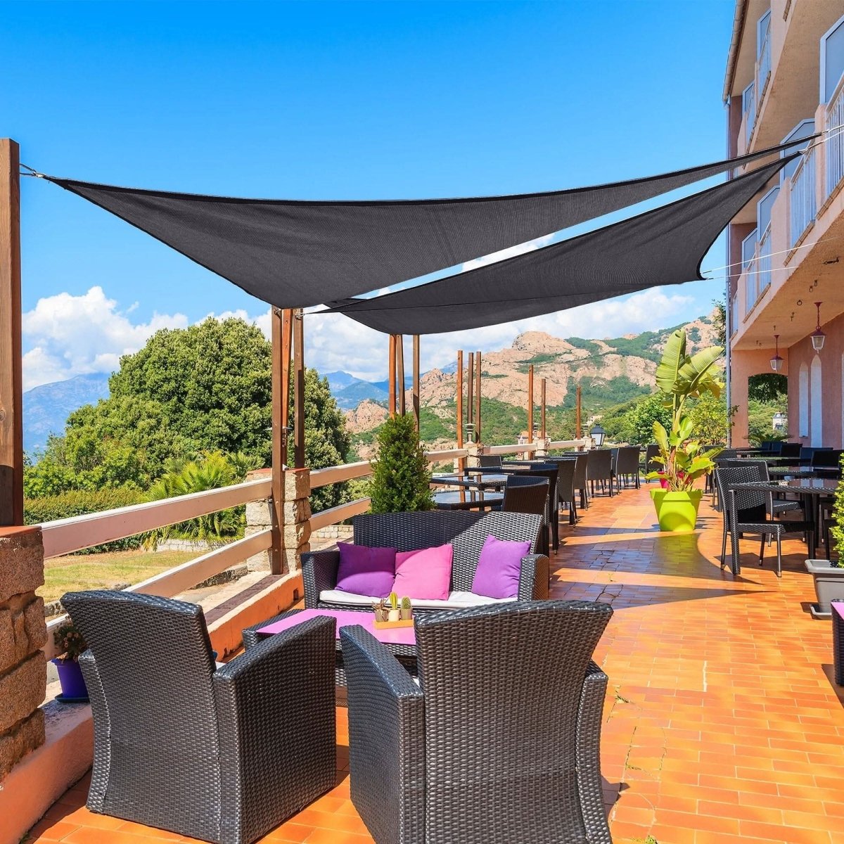Waterproof Awning, Sun Shade Sail with UV Protection, Garden Sun Shade with Ropes, Patio Awning in Grey or Beige_05