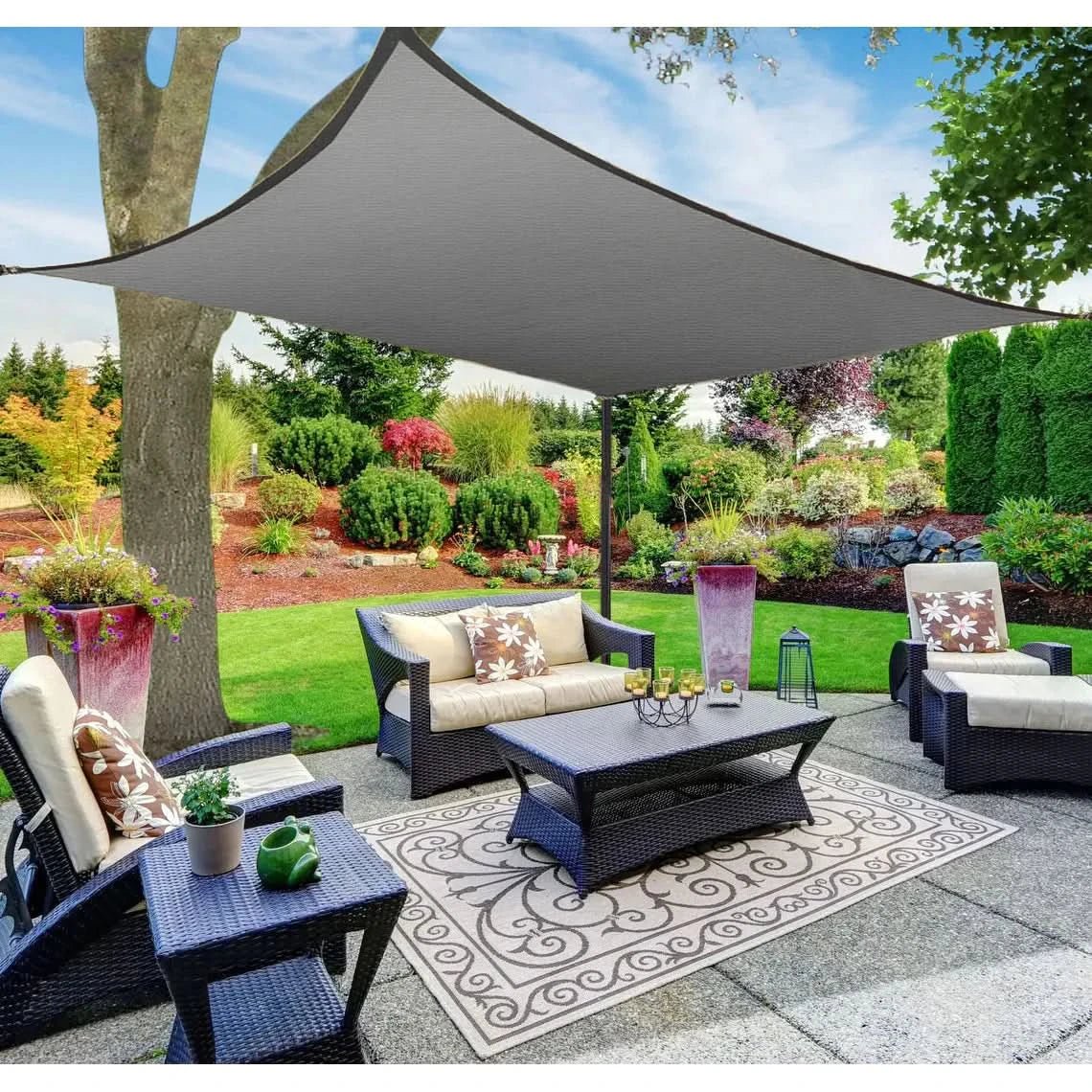 Waterproof Awning, Sun Shade Sail with UV Protection, Garden Sun Shade with Ropes, Patio Awning in Grey or Beige